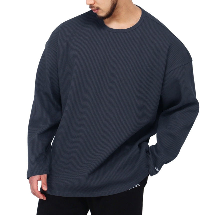 Herren Langarmshirt mit strukturiertem Rippenmuster und modernem Schnitt EB