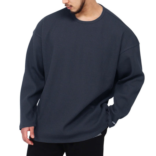 Herren Langarmshirt mit strukturiertem Rippenmuster und modernem Schnitt EB