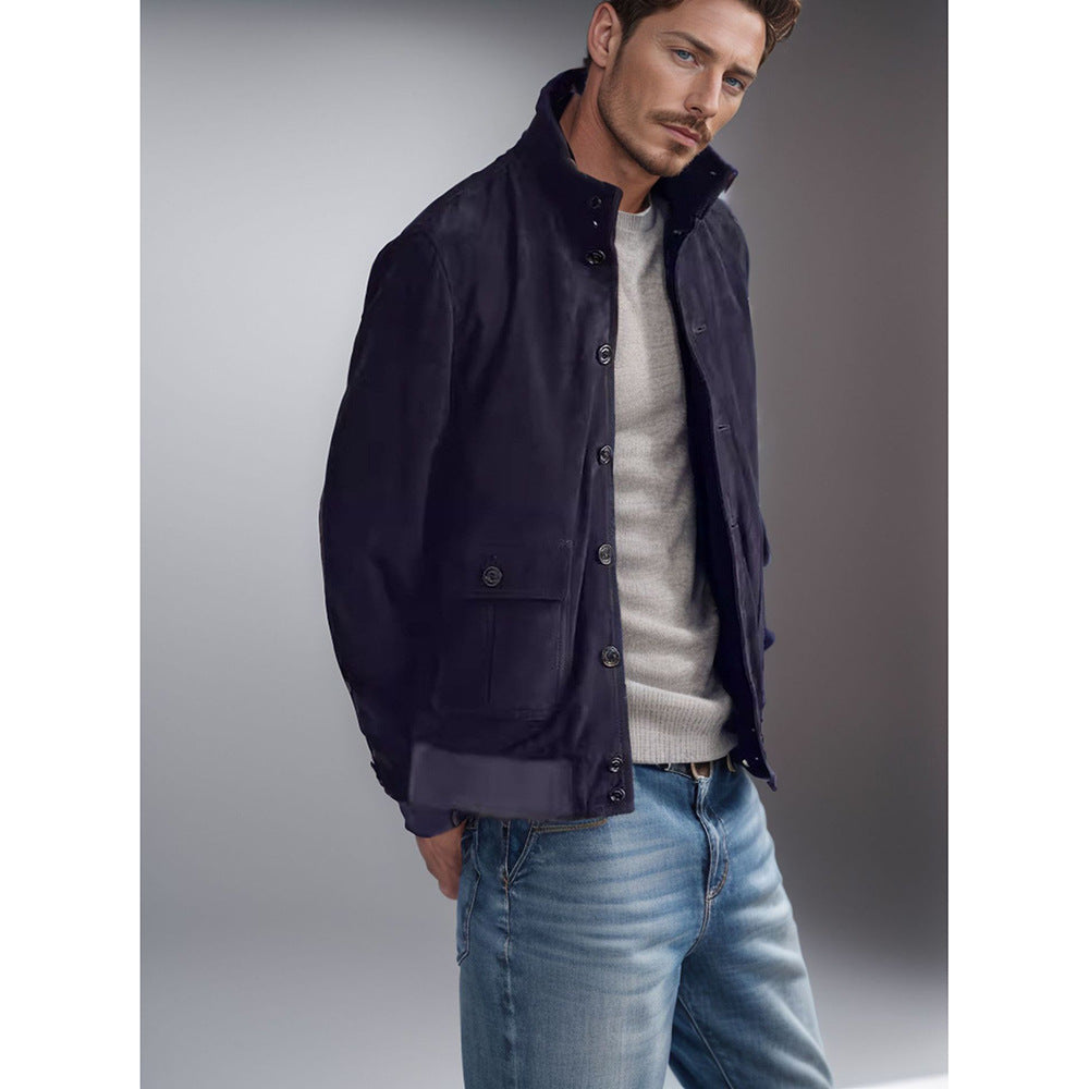 Herren funktionale Utility-Jacke mit hohem Kragen und aufgesetzten Taschen EB