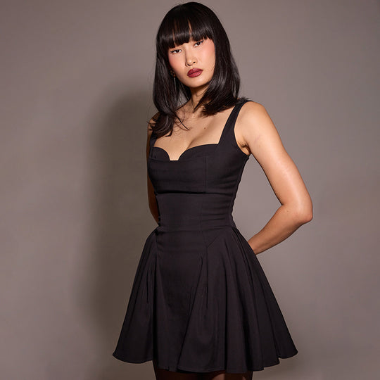Damen Elegantes Minikleid im A-Linien-Schnitt mit herzförmigem Ausschnitt EB