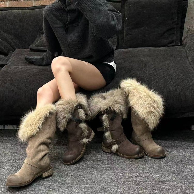 Damen Winterstiefel mit luxuriösem Kunstfellkragen und strapazierfähiger Sohle EB