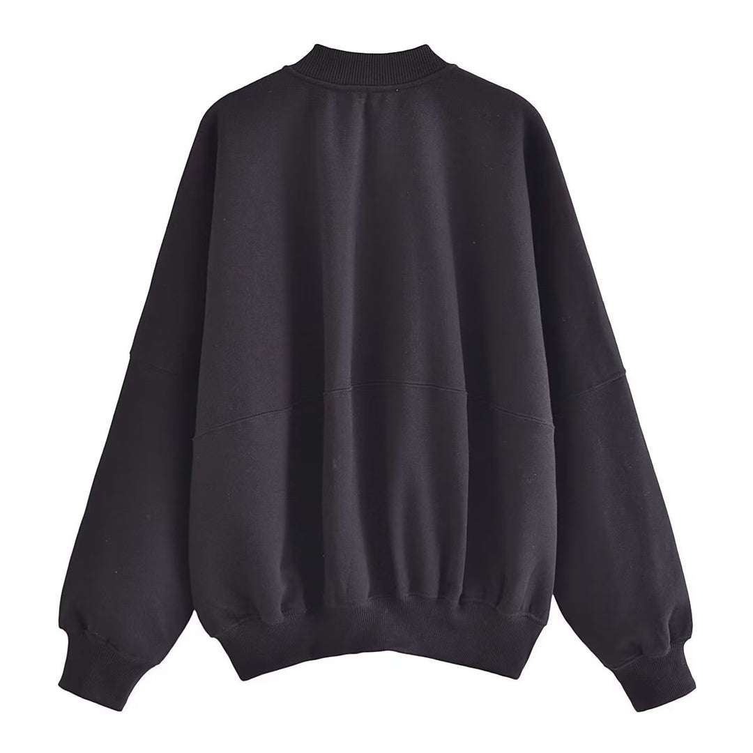 Damen lässige Sweatjacke mit hohem Kragen und praktischen Taschen EB