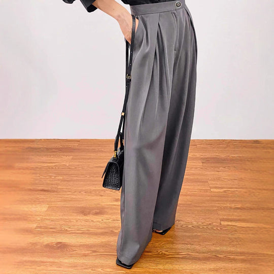 Damen weite Palazzo-Hose mit eleganter Bundfaltenverarbeitung EB