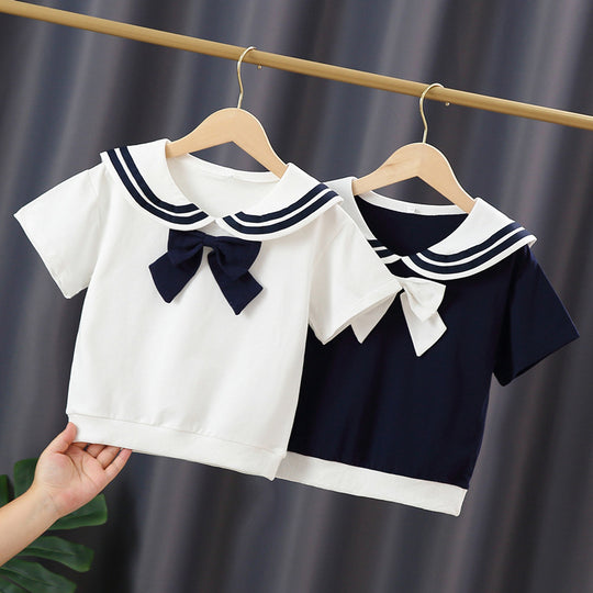 Mädchen Matrosen-T-Shirt mit Schleifendetail EB