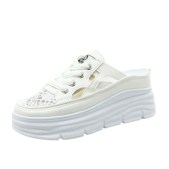 Damen Sportliche Plateausneakers mit atmungsaktivem Obermaterial und lässigem Schnitt EB