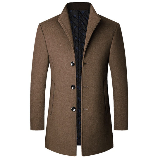 Herren Eleganter Kurzmantel aus Wollmischung mit gesteppter Innenlage und schlankem Stehkragen EB