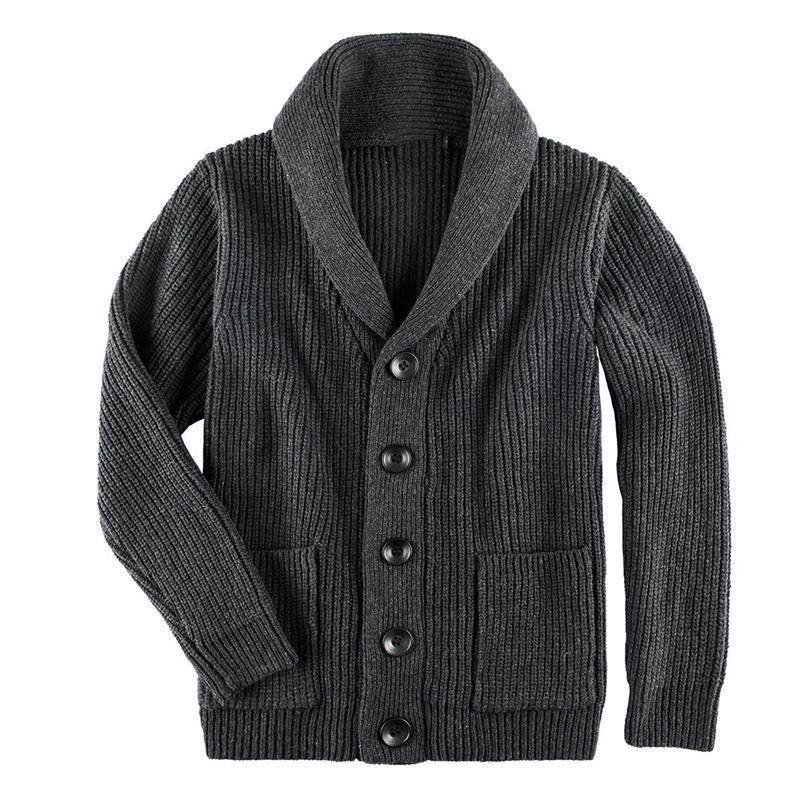 Damen Strickjacke mit Schalkragen und Knopfverschluss EB