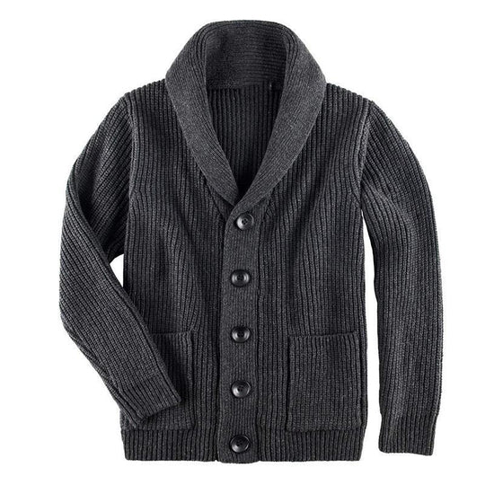 Damen Strickjacke mit Schalkragen und Knopfverschluss EB