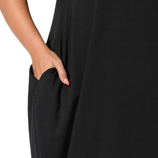 Damen lässiges Maxikleid mit seitlichen Taschen und bequemem Schnitt EB