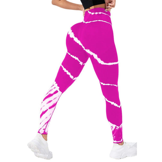 Damen Sportliche Hochbund-Leggings mit auffälligem Tie-Dye-Muster EB