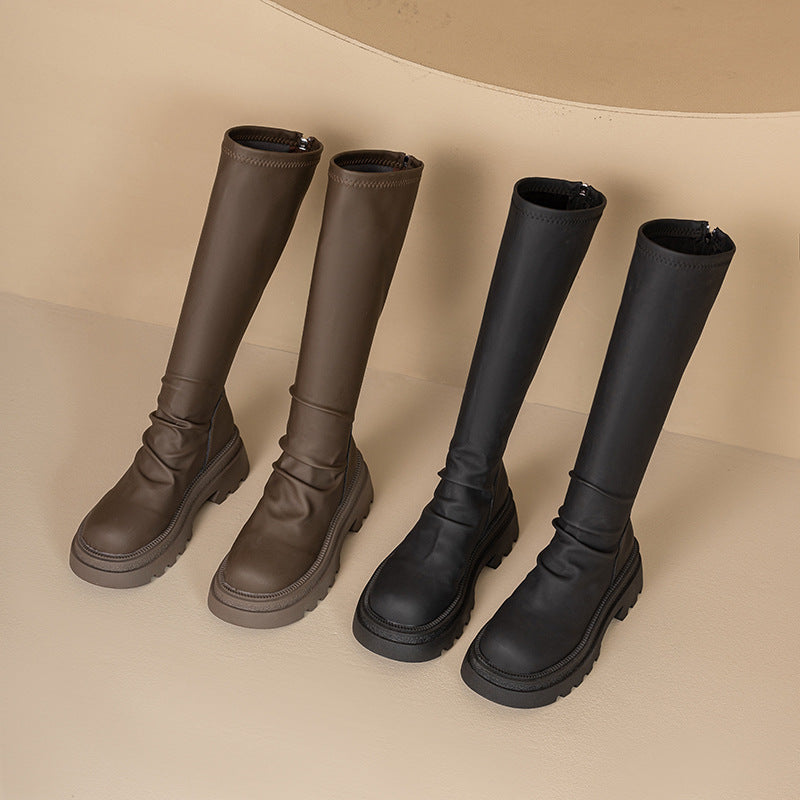 Damen hohe Gummistiefel mit rutschfester Profilsohle und elastischem Schaft EB