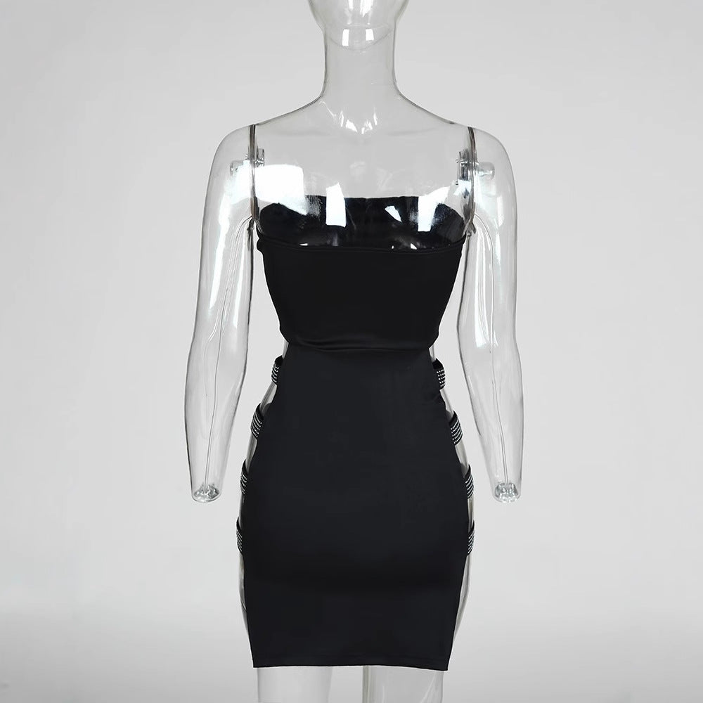 Damen figurbetontes Minikleid mit transparenten Seiteneinsätzen EB
