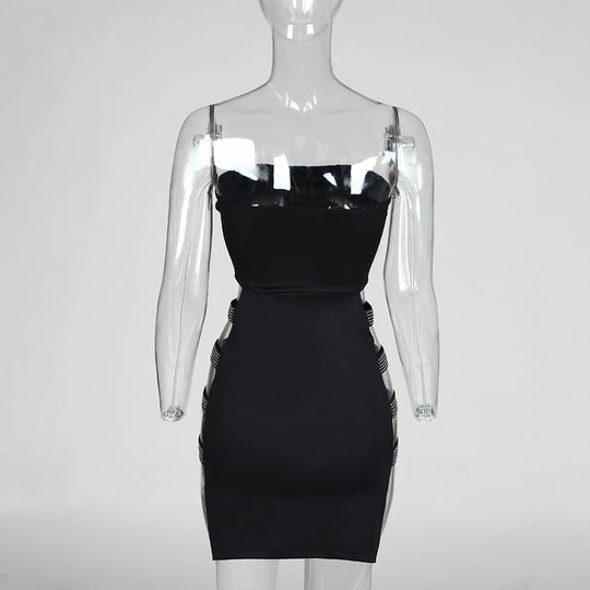 Damen figurbetontes Minikleid mit transparenten Seiteneinsätzen EB