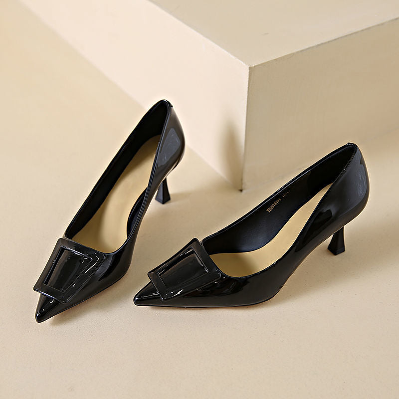 Damen elegante spitze Pumps mit dekorativer Schnalle EB