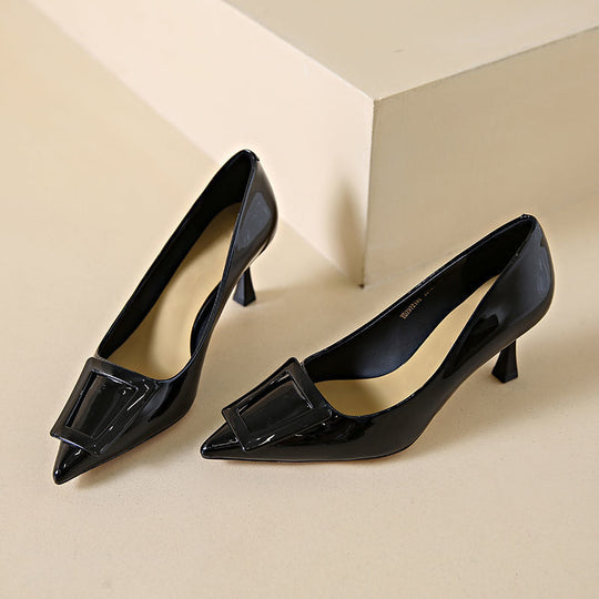 Damen elegante spitze Pumps mit dekorativer Schnalle EB