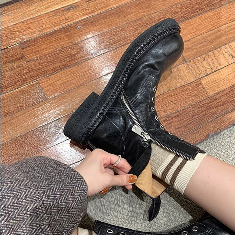 Damen Biker-Stiefel mit modischem Reißverschluss und robustem Profil EB