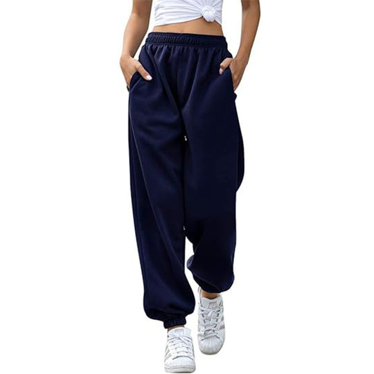 Damen nan weite Jogginghose mit hohem Bund elastischen Bündchen und Seitentaschen EB