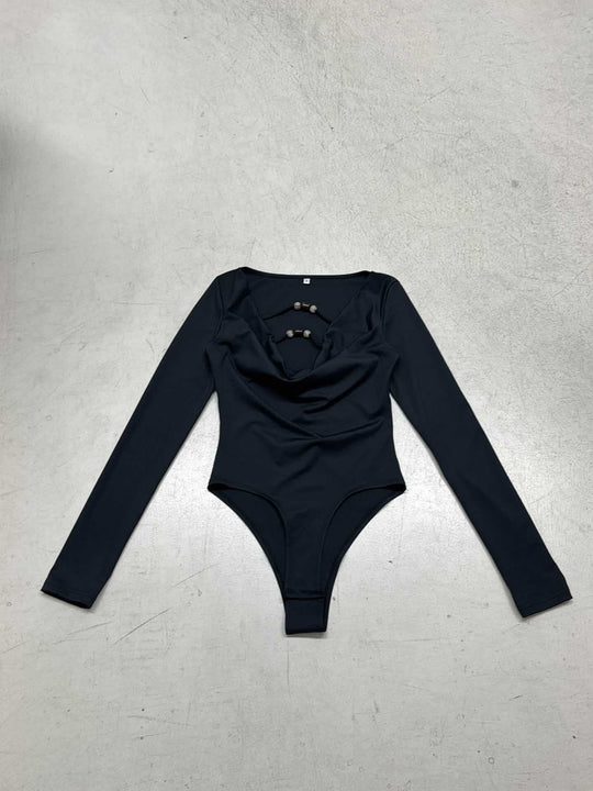 Damen eleganter Langarmbody mit modischem Ausschnitt EB