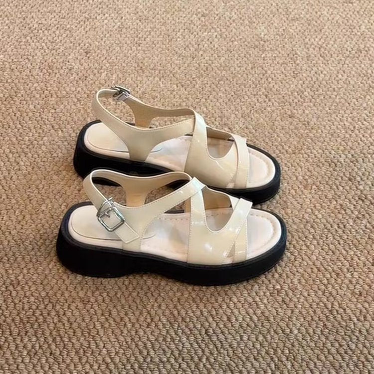 Damen Plateau-Sandalen mit modischem Schnallenverschluss und komfortabler Dämpfung EB