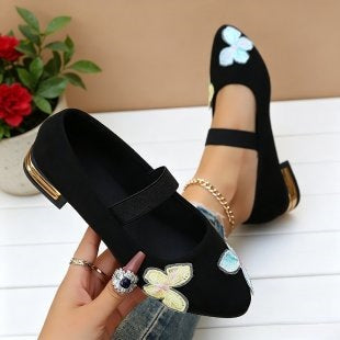 Damen elegante Ballerinas mit floralem Applikationsdesign EB