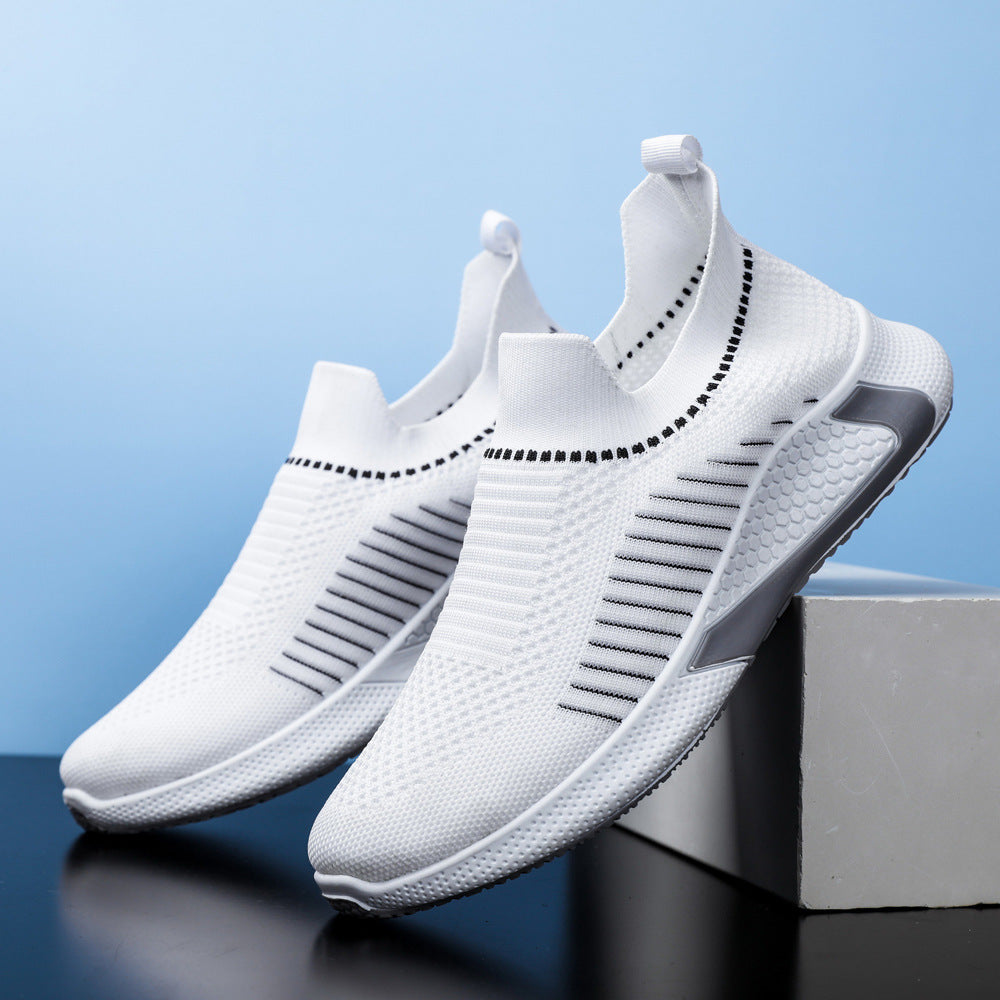 Damen Sportliche Slip-On Sneakers mit atmungsaktiver Strickoberfläche und flexibler Sohle EB