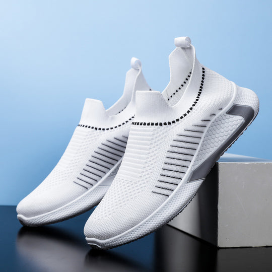 Damen Sportliche Slip-On Sneakers mit atmungsaktiver Strickoberfläche und flexibler Sohle EB