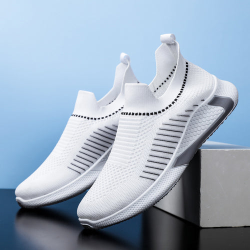 Damen Sportliche Slip-On Sneakers mit atmungsaktiver Strickoberfläche und flexibler Sohle EB
