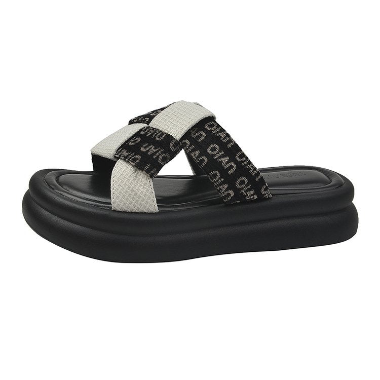 Damen modische Slide-Pantoletten mit komfortablem Fußbett und elastischen Riemen EB