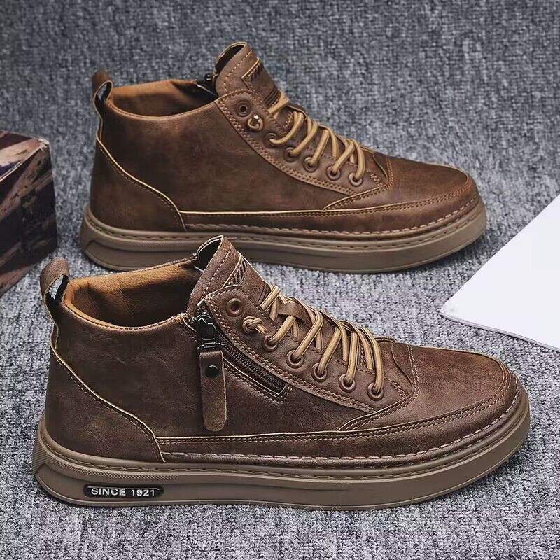 Damen modische High-Top Sneakers mit robustem Design und seitlichem Reißverschluss EB