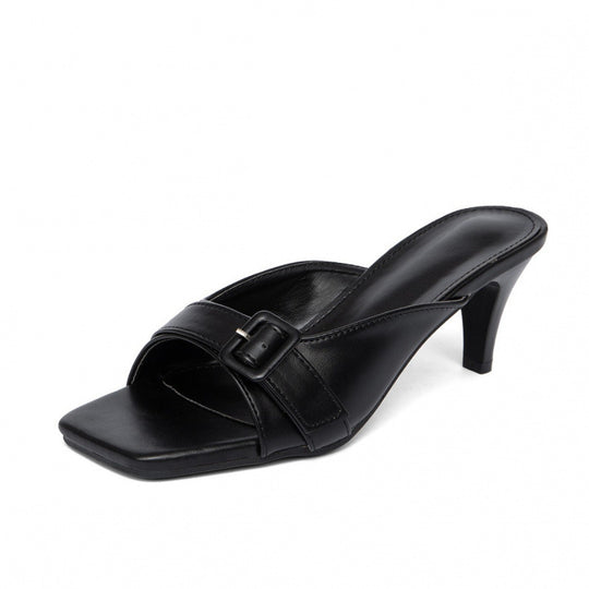 Damen elegante Mules mit geschlossenen Fersen und modischer Schnalle EB