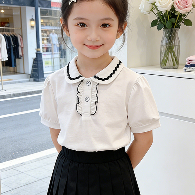 Mädchen modische Bluse mit Rüschendetails EB