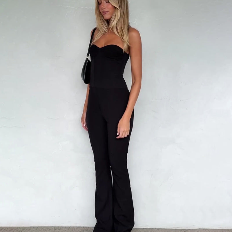 Damen figurbetonter Jumpsuit mit Herzausschnitt und elegantem Schnitt EB