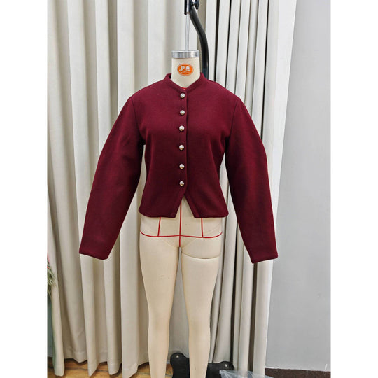 Damen zeitlose Strickjacke mit eleganten Knöpfen und voluminösen Ärmeln EB
