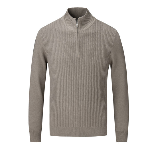 Herren Strickpullover mit modernem Stehkragen und feinem Rippdesign EB