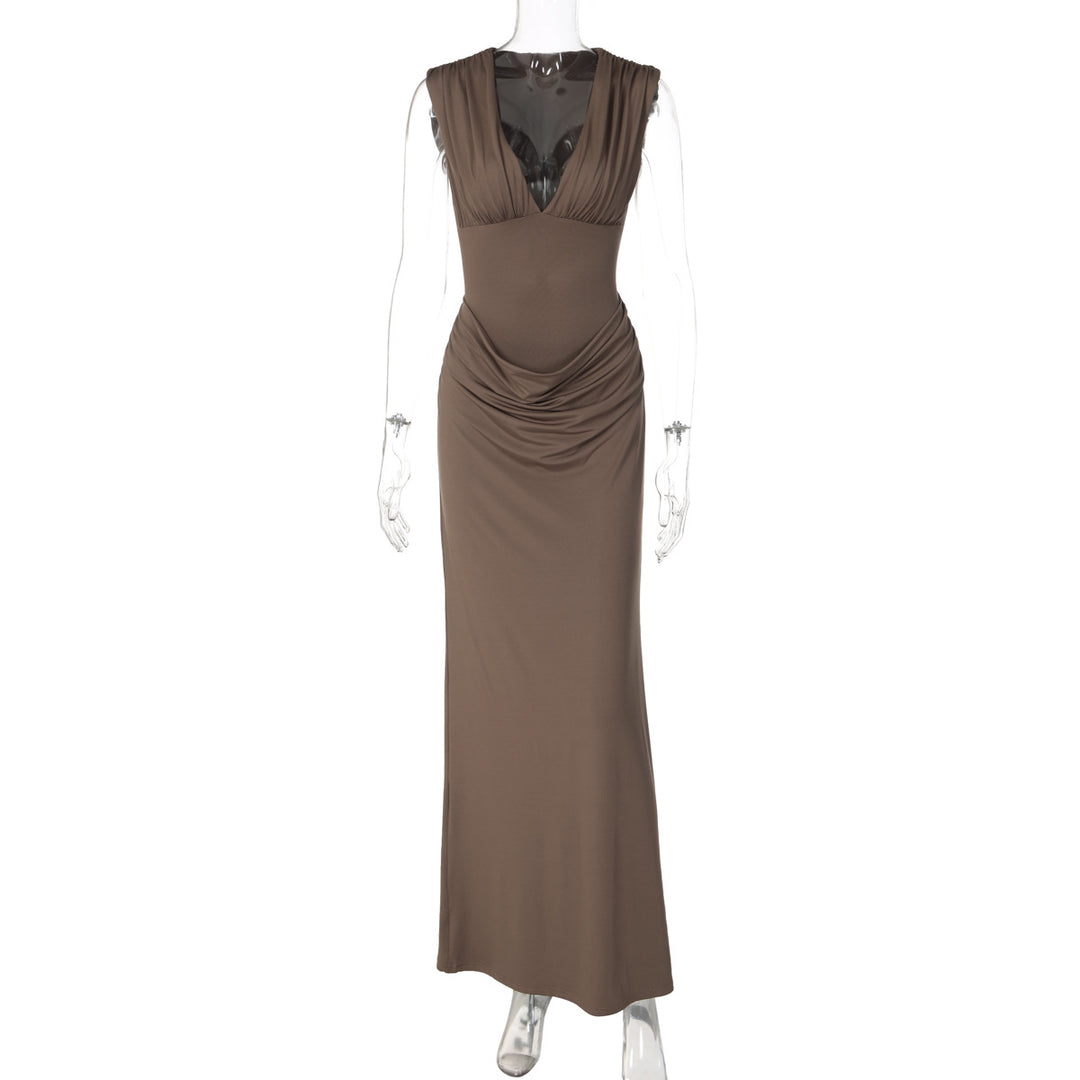 Damen Maxi-Kleid mit eleganter Drapierung EB