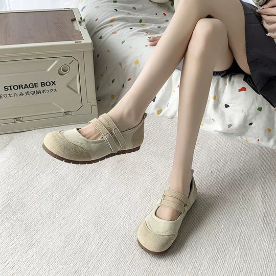 Damen Komfortable Ballerinas mit Doppelschlaufe EB