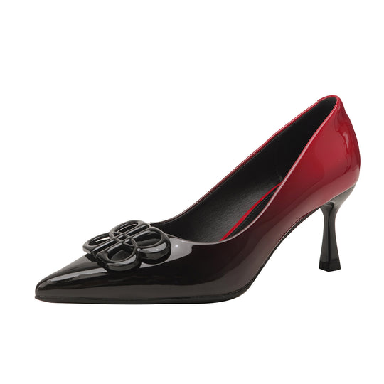 Damen Elegante spitze Pumps mit glamourösem Schleifenakzent EB