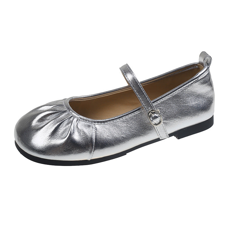 Damen Ballerinas mit modischem Riemchen und femininer Faltenoptik EB