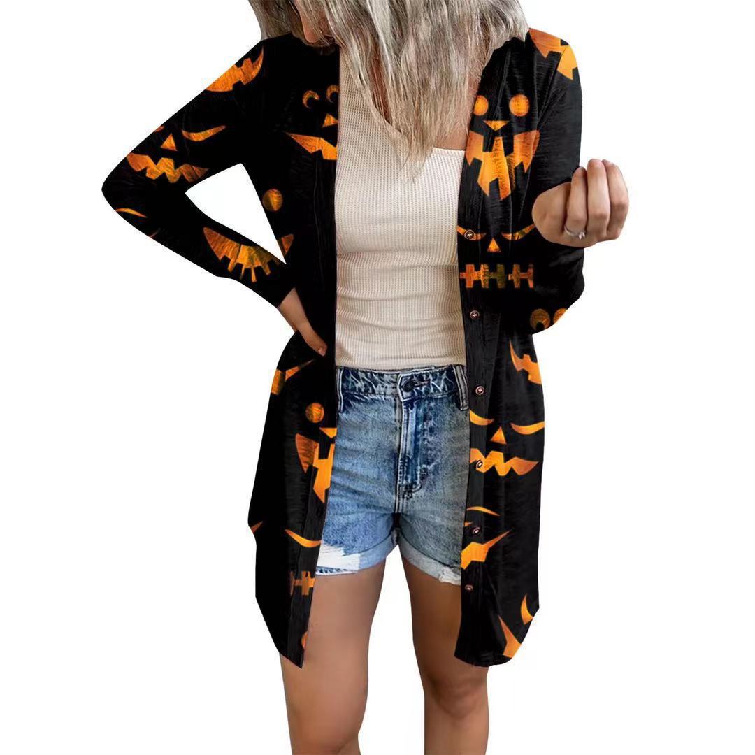 Damen Langärmlige Bluse mit Tiermuster und Knopfverschluss EB