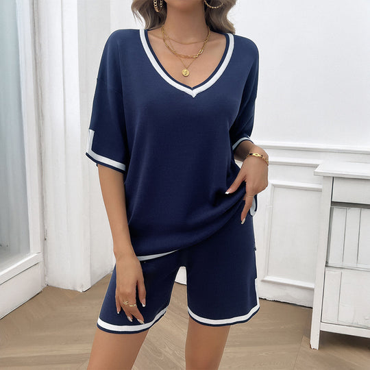 Damen Lässiges Sommer Ensemble mit kurzem Oberteil und bequemen Shorts EB