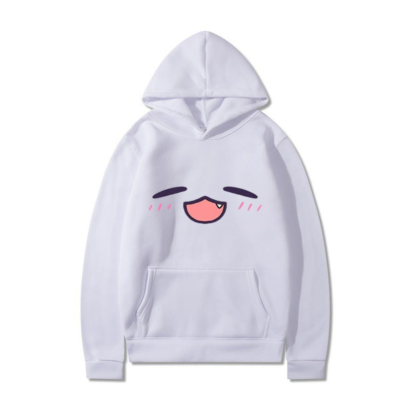 Damen Kapuzenpullover mit fröhlichem Cartoon-Gesicht und bequemer Passform EB
