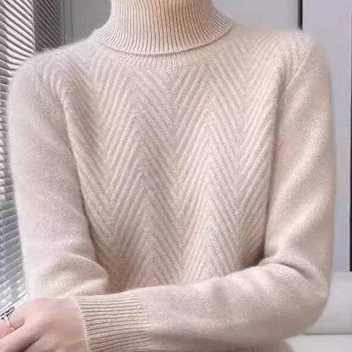 Damen eleganter Strickpullover mit Stehkragen und feiner Rippstruktur EB