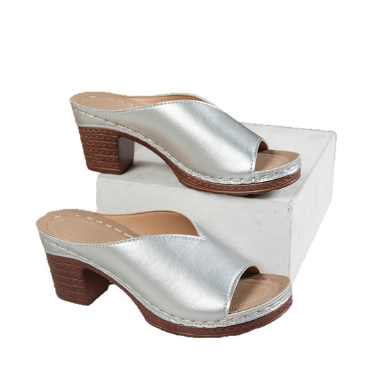 Damen elegante und bequeme Schlappen mit geschwungenem Schnitt EB