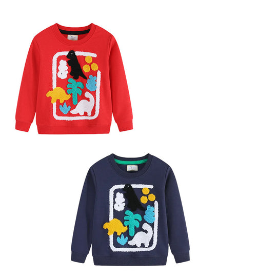 Jungen Sweatshirt mit buntem Dinosaurier-Applikationsdesign EB