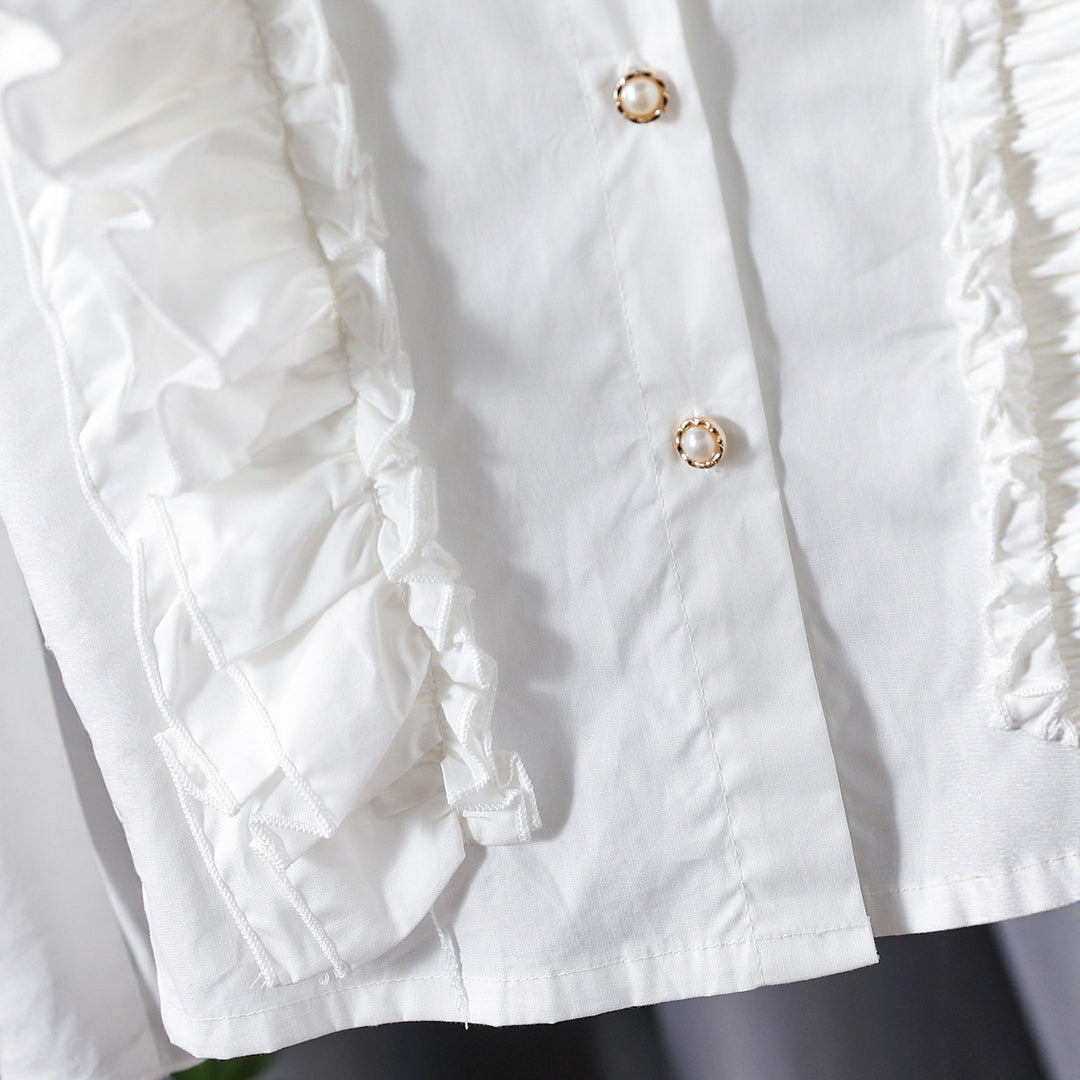 Mädchen Bluse mit Rüschendetails und eleganten Puffärmeln EB