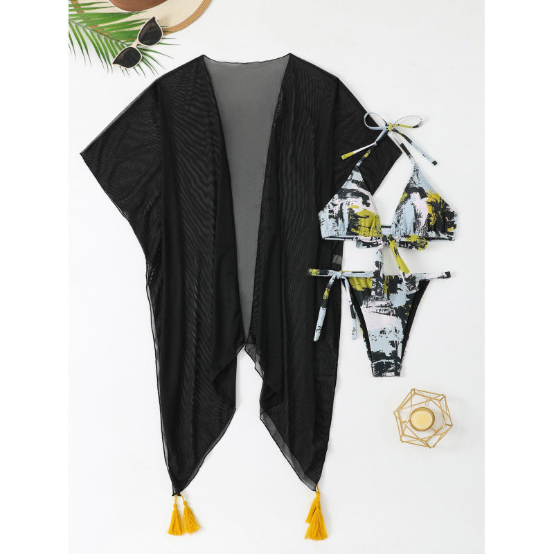 Damen Bikiniset mit luftiger Kimono-Überbluse EB