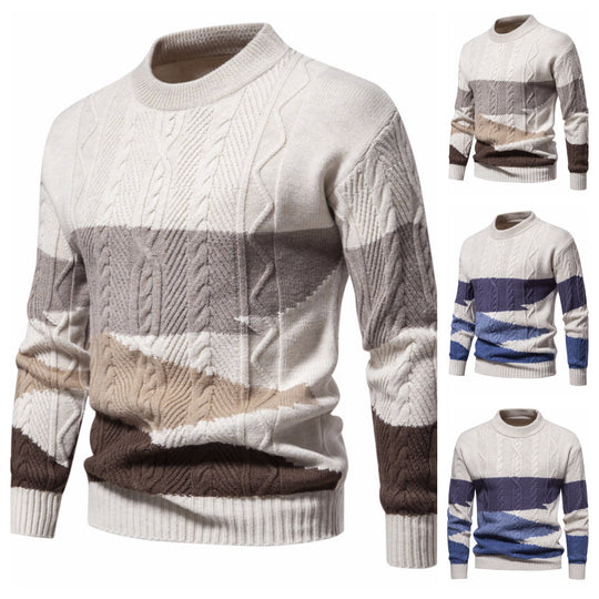 Herren Strickpullover mit modernem Zopfdesign und grafischen Akzenten EB
