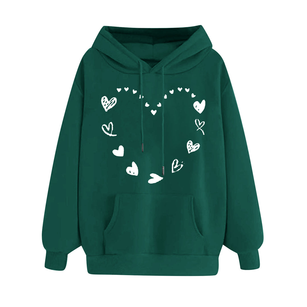 Damen Kapuzensweater mit verspieltem Herzmotiv und bequemer Kängurutasche EB
