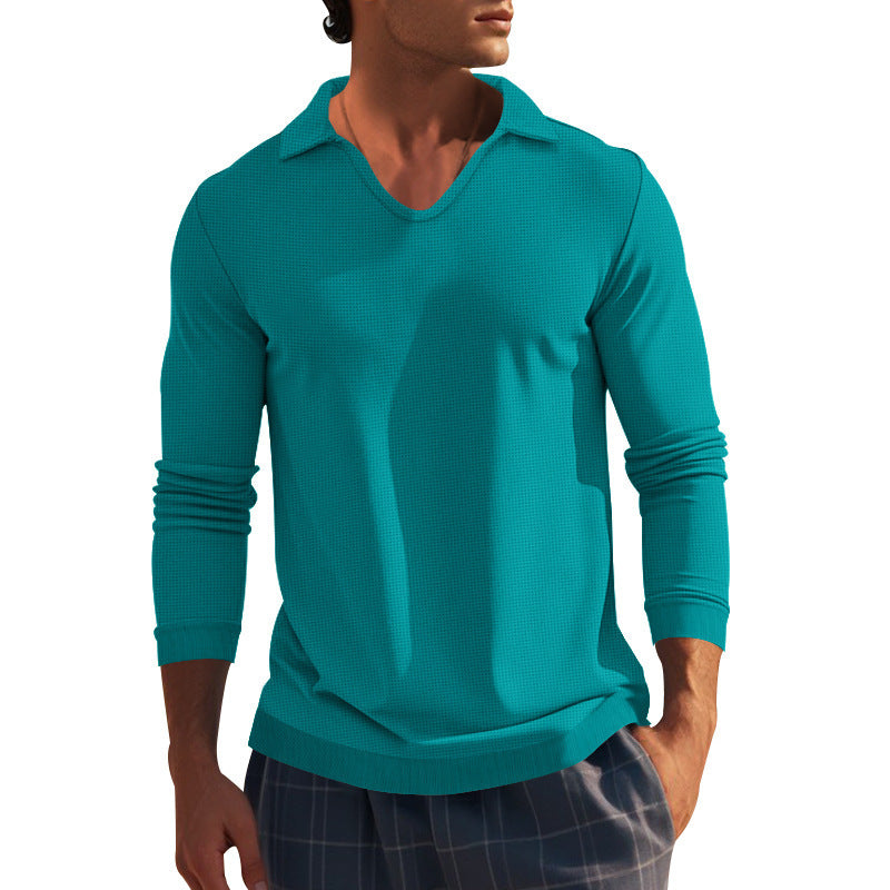 Herren Langarm-Shirt mit modernem V-Ausschnitt und strukturiertem Design EB