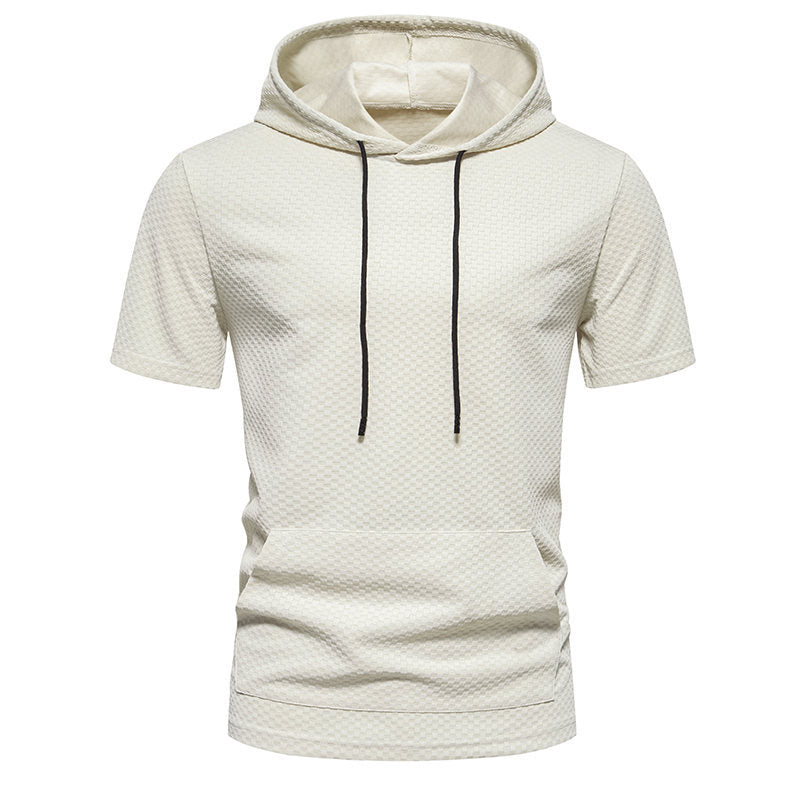 Herren Kurzarmkapuzenpullover mit strukturiertem Design EB